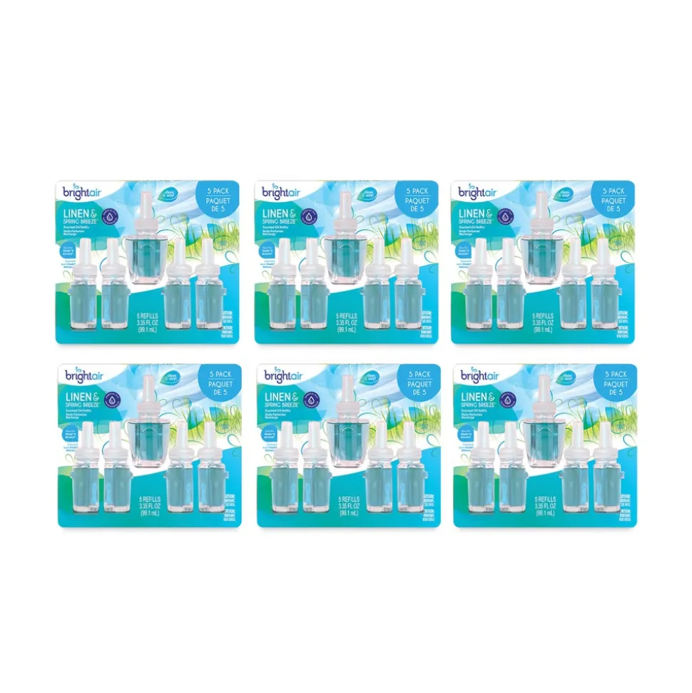 BRIGHT Air 0.67 oz. Bottle Electric Scented Oil Air Freshener Refill - Linen and Spring Breeze (6 Packs/Carton)
