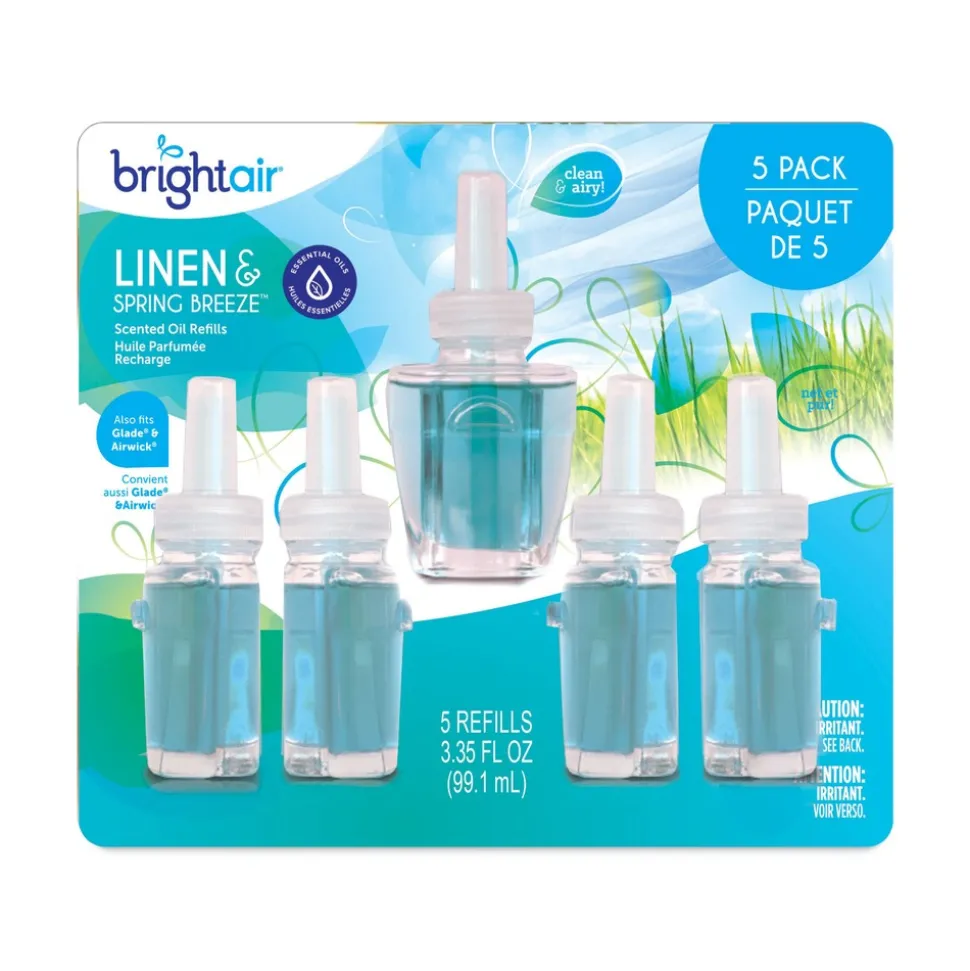 BRIGHT Air 0.67 oz. Bottle Electric Scented Oil Air Freshener Refill - Linen and Spring Breeze (6 Packs/Carton)