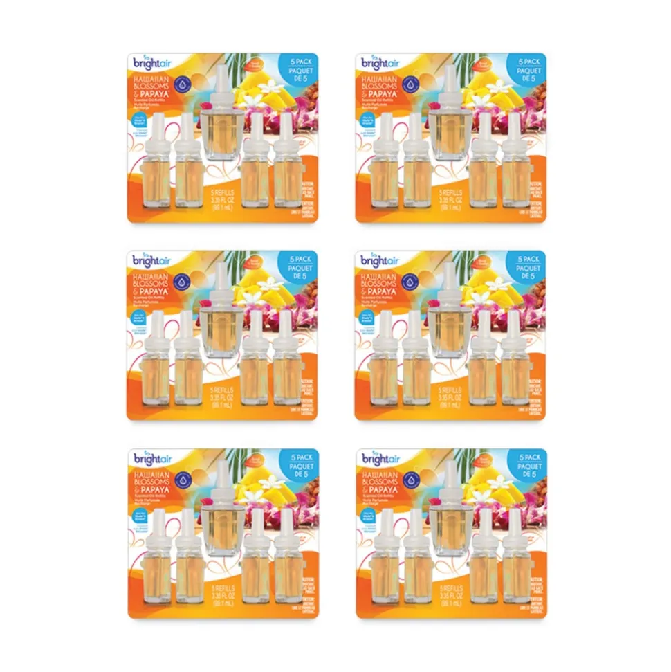 BRIGHT Air 0.67 oz. Electric Scented Oil Air Freshener Refill - Hawaiian Blossoms and Papaya (6 Packs/Carton)