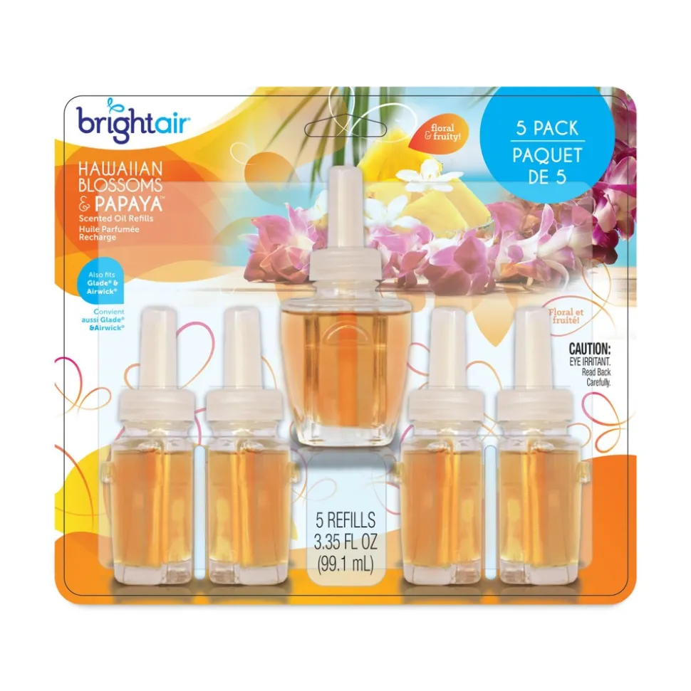 BRIGHT Air 0.67 oz. Electric Scented Oil Air Freshener Refill - Hawaiian Blossoms and Papaya (6 Packs/Carton)