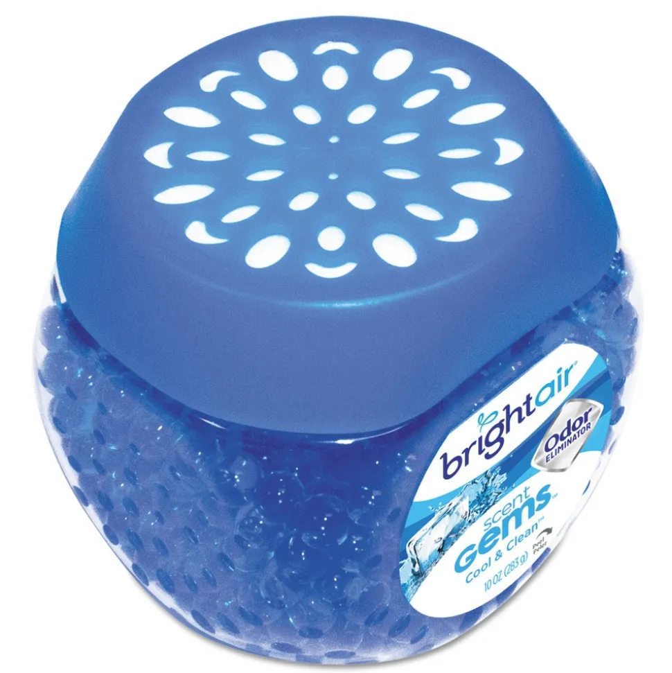 BRIGHT Air 10 oz. Scent Gems Odor Eliminator - Cool and Clean, Blue (6/Carton)
