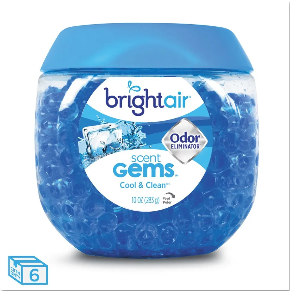 BRIGHT Air 10 oz. Scent Gems Odor Eliminator - Cool and Clean, Blue (6/Carton)