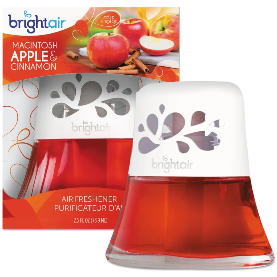 BRIGHT Air 2.5 oz. Scented Oil Air Freshener - Macintosh Apple and Cinnamon, Red (6/Carton)
