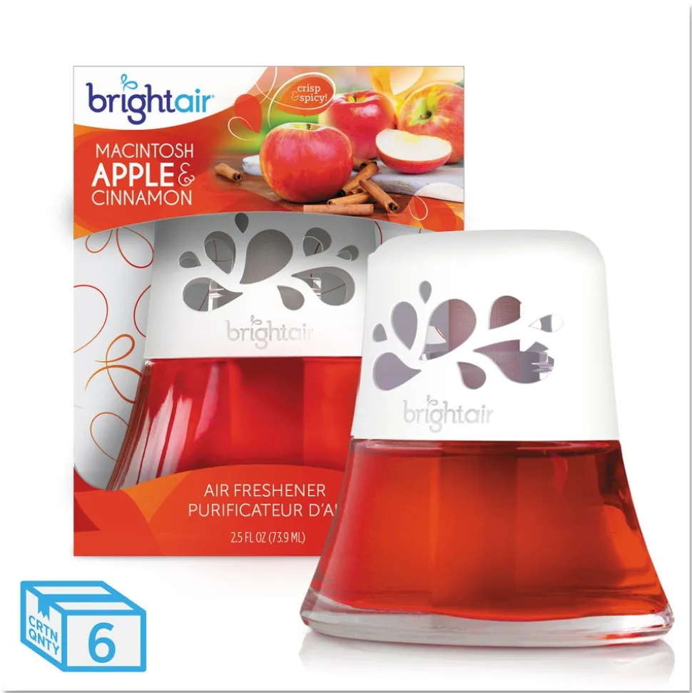 BRIGHT Air 2.5 oz. Scented Oil Air Freshener - Macintosh Apple and Cinnamon, Red (6/Carton)