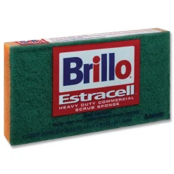 Brillo 3.5 in. x 6.12 in. Commercial Heavy-Duty Scrub Sponge - Orange/Green (12/Carton)