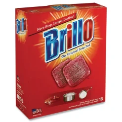 Brillo 2.5 in. x 3 in. Steel Wool Soap Pads - Gray/Pink (12/Carton)