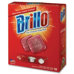 Brillo 2.5 in. x 3 in. Steel Wool Soap Pads - Gray/Pink (12/Carton)