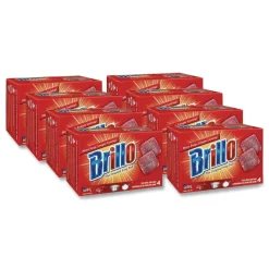 Brillo 2.5 in. x 3 in. Steel Wool Soap Pads - Gray/Pink (12/Carton)