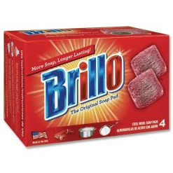Brillo 2.5 in. x 3 in. Steel Wool Soap Pads - Gray/Pink (12/Carton)