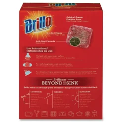 Brillo 2.5 in. x 3 in. Steel Wool Soap Pads - Gray/Pink (12/Carton)