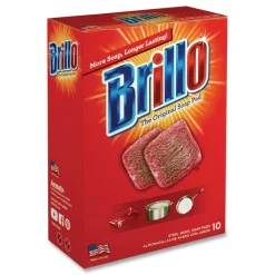 Brillo 2.5 in. x 3 in. Steel Wool Soap Pads - Gray/Pink (12/Carton)