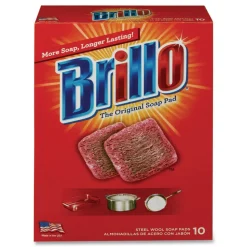 Brillo 2.5 in. x 3 in. Steel Wool Soap Pads - Gray/Pink (12/Carton)