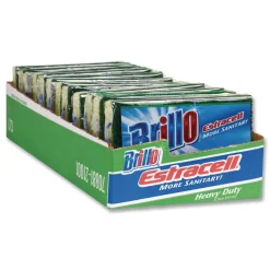 Brillo Estracell 4.9 in. x 2.9 in. Heavy-Duty Scrub Sponge - Yellow/Green (12/Carton)