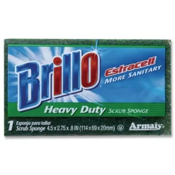 Brillo Estracell 4.9 in. x 2.9 in. Heavy-Duty Scrub Sponge - Yellow/Green (12/Carton)