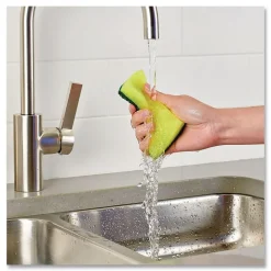 Brillo Estracell 4.9 in. x 2.9 in. Heavy-Duty Scrub Sponge - Yellow/Green (12/Carton)