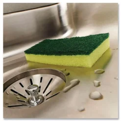 Brillo Estracell 4.9 in. x 2.9 in. Heavy-Duty Scrub Sponge - Yellow/Green (12/Carton)