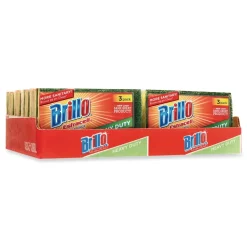 Brillo Estracell 4.5 in. x 2.75 in. Heavy-Duty Scrub Sponge - Yellow/Green (8/Carton)