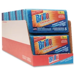 Brillo Estracell 4.5 in. x 2.75 in. Scrub Sponge Variety Pack - Blue/Purple/White (8/Carton)