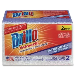 Brillo Estracell 4.5 in. x 2.75 in. Bathroom Sponge - Purple/White (12/Carton)