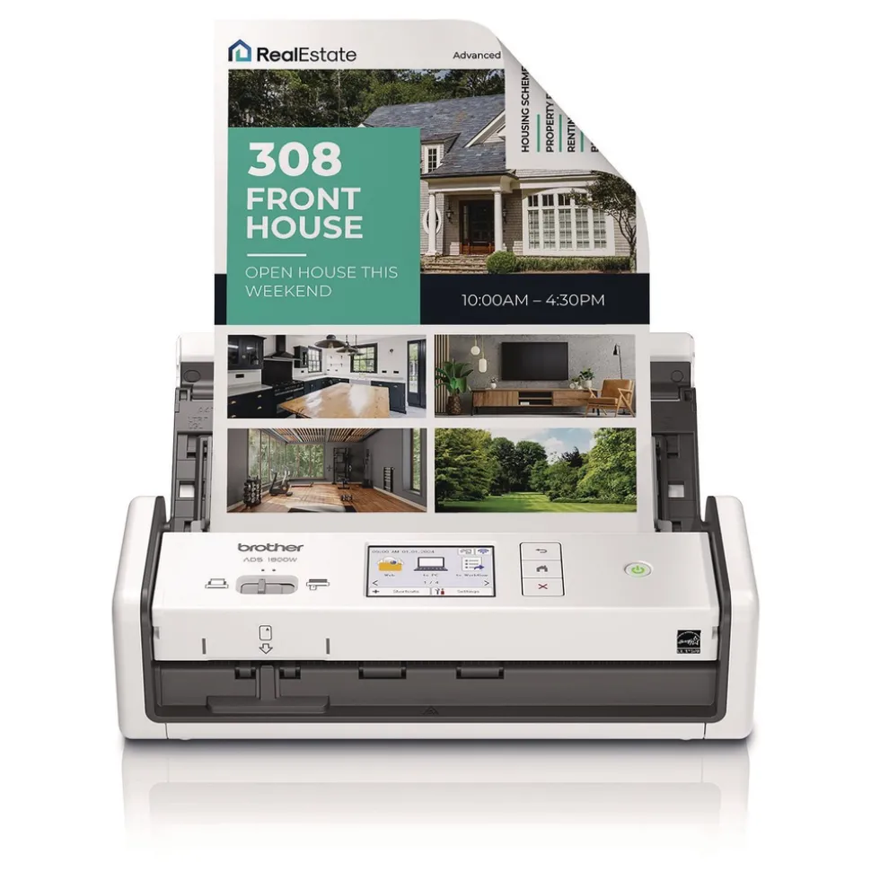 Brother 600 dpi x 600 dpi Optical Resolution 20-Sheet Duplex Auto Document Feeder ADS-1800W Compact Desktop Scanner