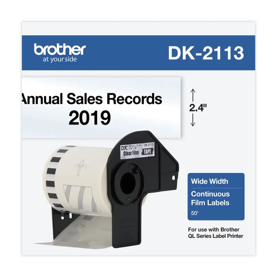 Brother 2.4 in. x 50 ft. Continuous Film Label Tape - Clear (1-Roll)