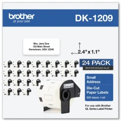 Brother 1.1 in. x 2.4 in. Die-Cut Address Labels - White (24-Rolls/Pack)