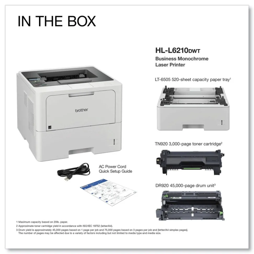 Brother Business Monochrome Laser Printer with Dual Paper Trays