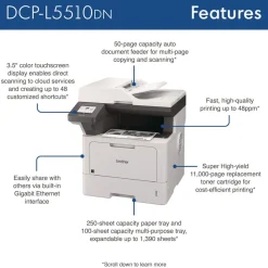 Brother DCP-L5510DN Business Laser AIO Printer Copy Print Scan