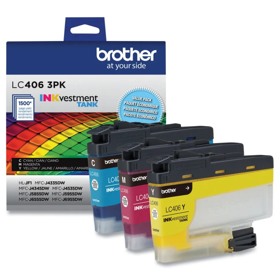 Brother LC4063PK INKvestment 1,500 Page-Yield Ink - Cyan/Magenta/Yellow (3/Pack)