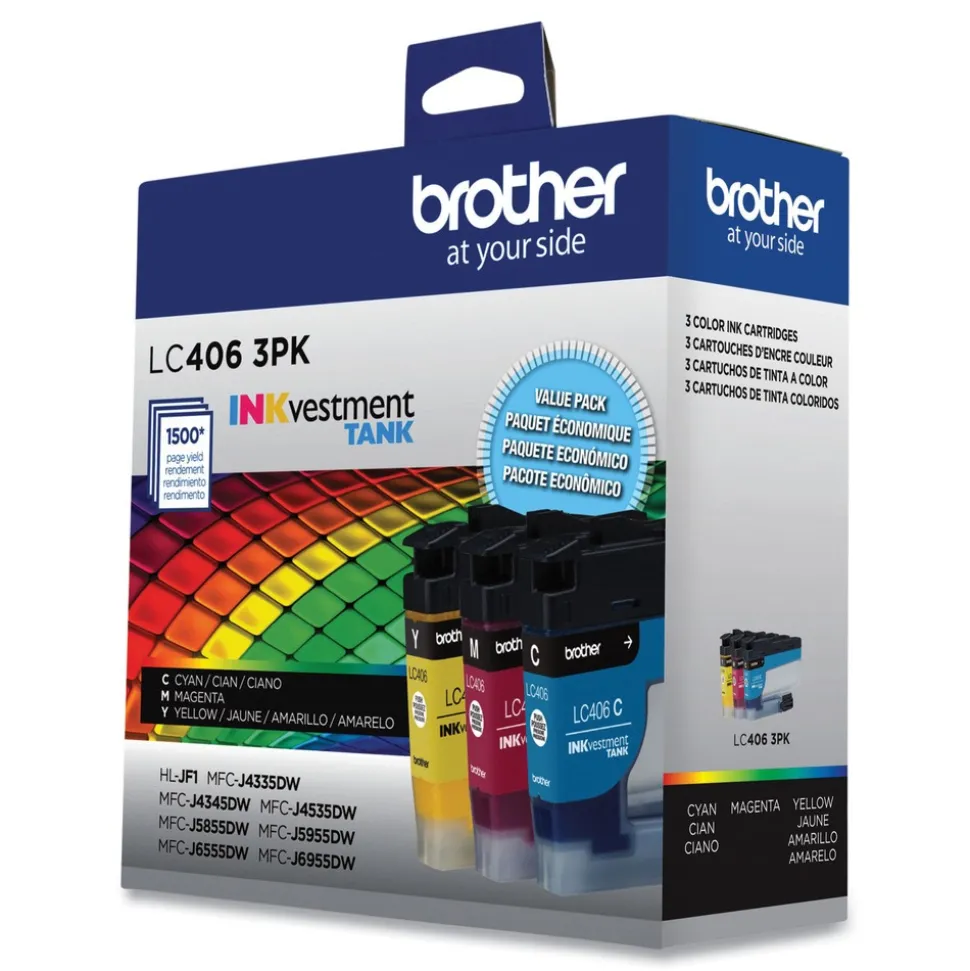 Brother LC4063PK INKvestment 1,500 Page-Yield Ink - Cyan/Magenta/Yellow (3/Pack)