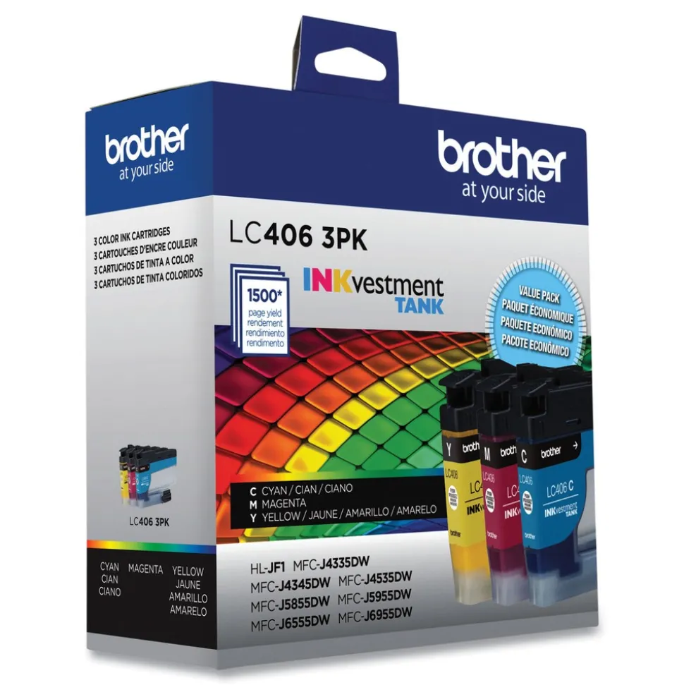 Brother LC4063PK INKvestment 1,500 Page-Yield Ink - Cyan/Magenta/Yellow (3/Pack)