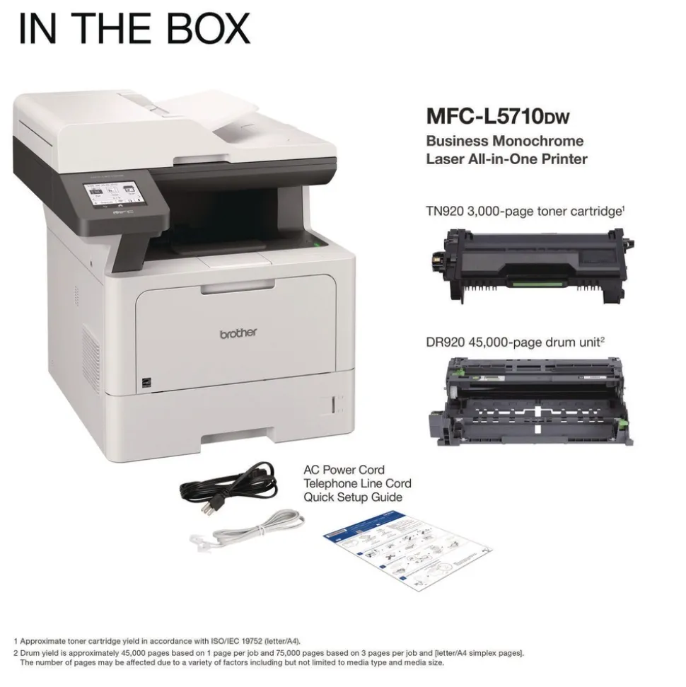 Brother MFC-L5710DW Business Monochrome Laser AIO Printer Copy Fax Print Scan