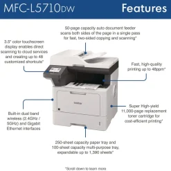 Brother MFC-L5710DW Business Monochrome Laser AIO Printer Copy Fax Print Scan