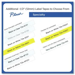 Brother P-Touch 0.5 in. TZe Series Standard Adhesive Laminated Labeling Tape - Black on White (10/Pack)