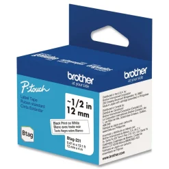 Brother P-Touch 0.47 in. x 13.1 ft. Genuine P-Touch BTAG Label Tapes - Black on White