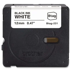 Brother P-Touch 0.47 in. x 13.1 ft. Genuine P-Touch BTAG Label Tapes - Black on White