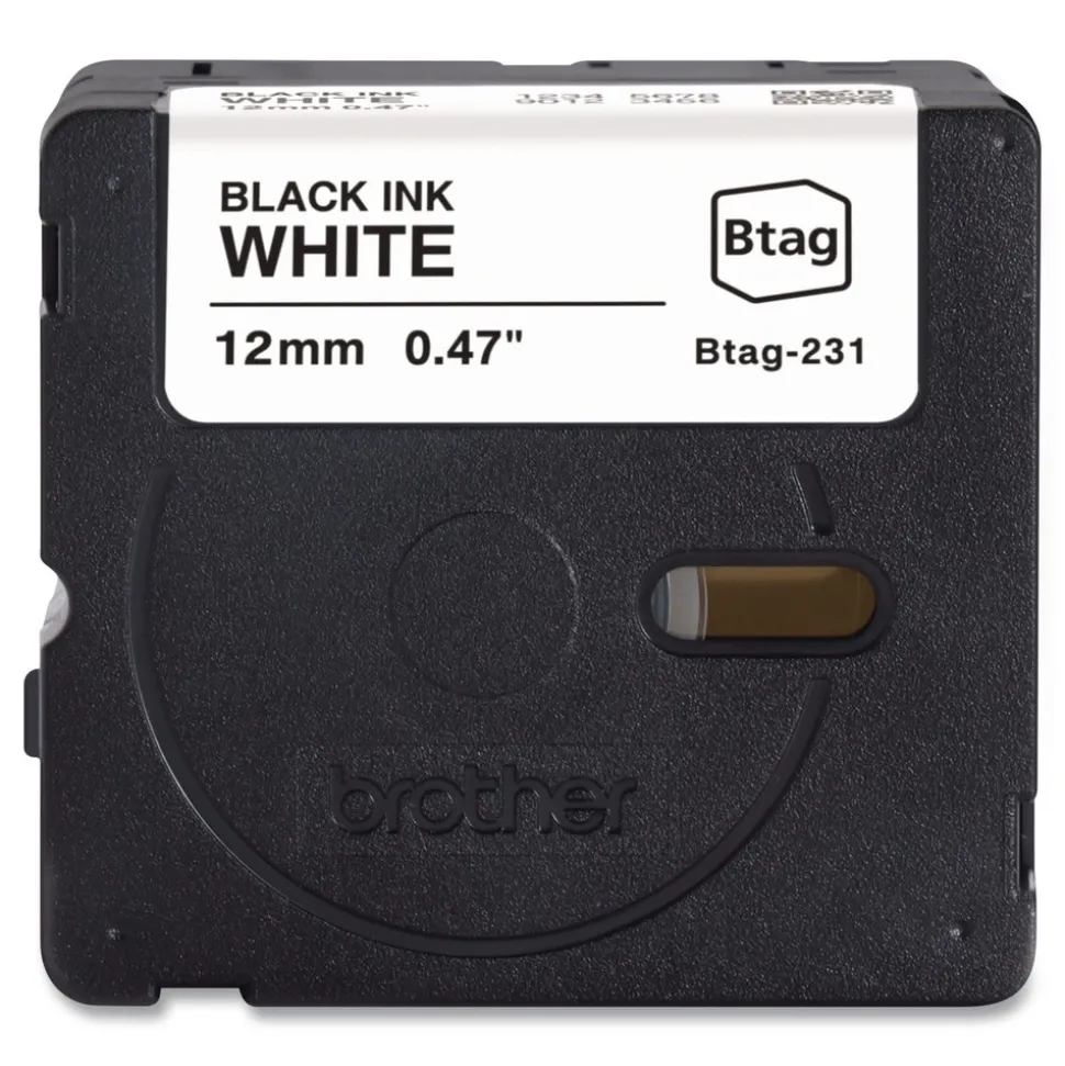 Brother P-Touch 0.47 in. x 13.1 ft. Genuine P-Touch BTAG Label Tapes - Black on White