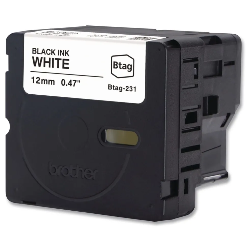 Brother P-Touch 0.47 in. x 13.1 ft. Genuine P-Touch BTAG Label Tapes - Black on White