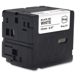 Brother P-Touch 0.47 in. x 13.1 ft. Genuine P-Touch BTAG Label Tapes - Black on White