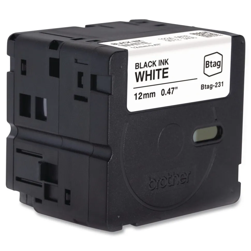 Brother P-Touch 0.47 in. x 13.1 ft. Genuine P-Touch BTAG Label Tapes - Black on White