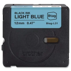 Brother P-Touch 0.47 in. x 13.1 ft. Genuine P-Touch BTAG Label Tapes - Black on Light Blue