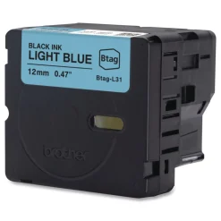 Brother P-Touch 0.47 in. x 13.1 ft. Genuine P-Touch BTAG Label Tapes - Black on Light Blue