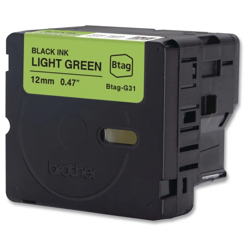 Brother P-Touch 0.47 in. x 13.1 ft. Genuine P-Touch BTAG Label Tapes - Black on Light Green