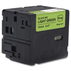 Brother P-Touch 0.47 in. x 13.1 ft. Genuine P-Touch BTAG Label Tapes - Black on Light Green