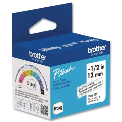Brother P-Touch 0.47 in. x 13.1 ft. Genuine P-Touch BTAG Label Tapes - Black on Clear