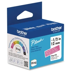 Brother P-Touch 0.47 in. x 13.1 ft. Genuine P-Touch BTAG Label Tapes - White on Pink