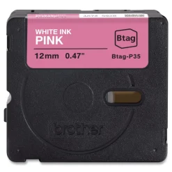 Brother P-Touch 0.47 in. x 13.1 ft. Genuine P-Touch BTAG Label Tapes - White on Pink