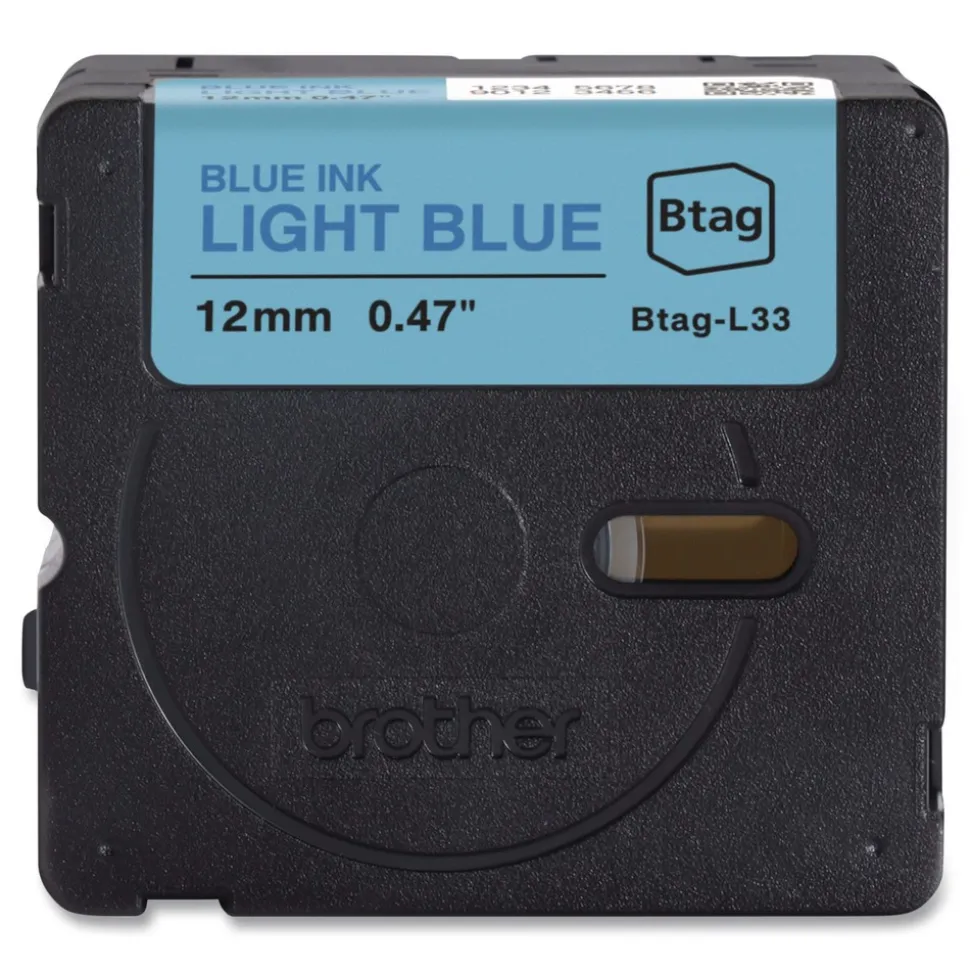 Brother P-Touch 0.47 in. x 13.1 ft. Genuine P-Touch BTAG Label Tapes - Blue on Light Blue