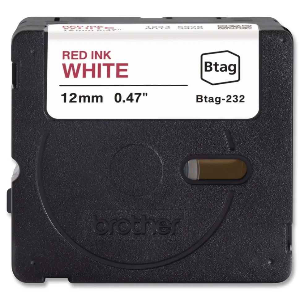 Brother P-Touch 0.47 in. x 13.1 ft. Genuine P-Touch BTAG Label Tapes - Red on White