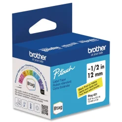 Brother P-Touch 0.47 in. x 13.1 ft. Genuine P-Touch BTAG Label Tapes - Black on Yellow